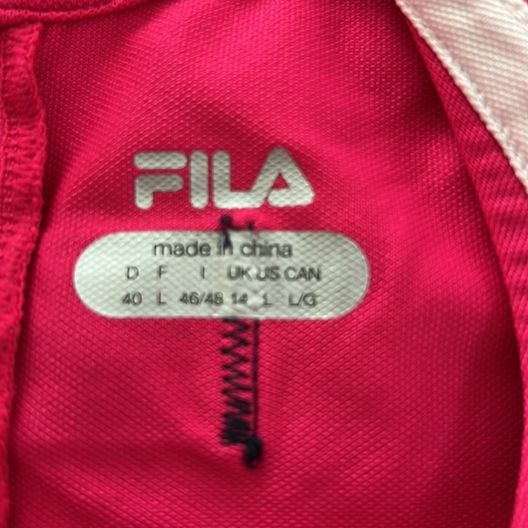 Fila Bright Pink w/white Detail tennis tank , LG, Vintage - Picture 2 of 9